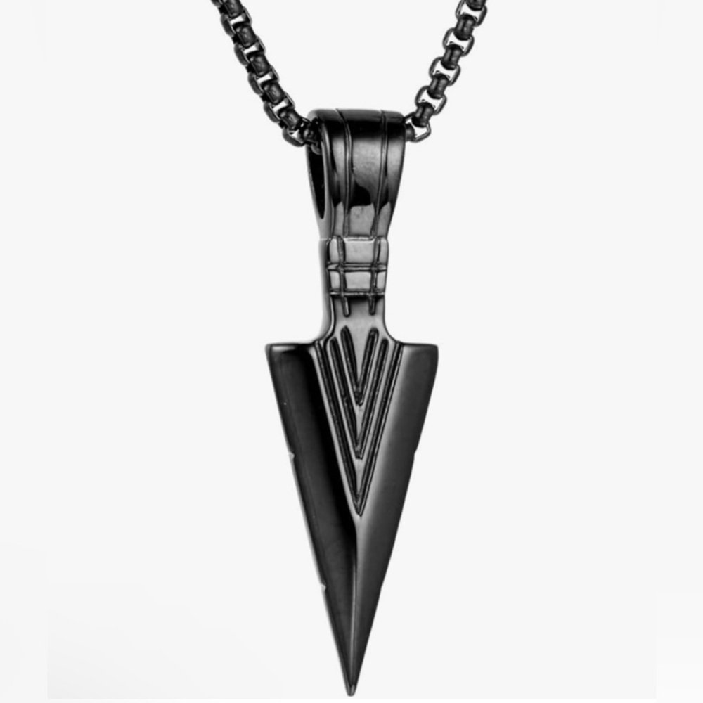Stainless Steel Spearpoint Arrowhead Pendant Necklace